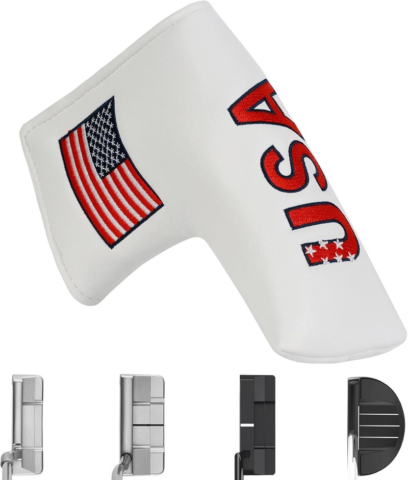 Frimon Golf Club Head Covers,4pcs or 1pc USA Golf Head Covers for Woods and Driver Fairway Hybrid - PU Leather Mallet Blade Putter for Men Women Golf Enthusiast - Image 1